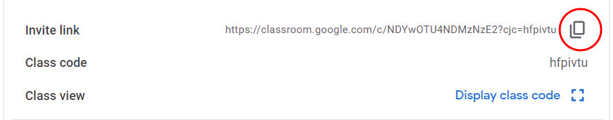 Google Classroom guide - add students by copying the invite link