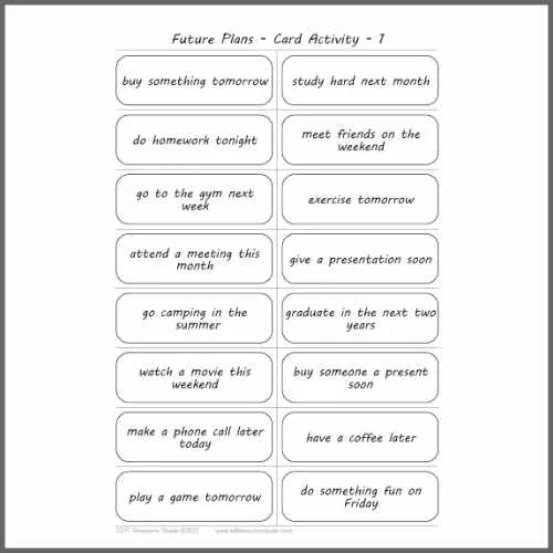 Future Plans - Be Going To Future - ESL Speaking Activity - Question Cards