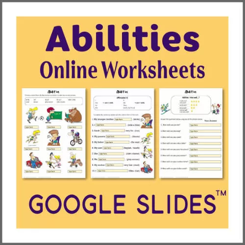 Abilities Modal Verb Can Google Slides Digital ESL Worksheet