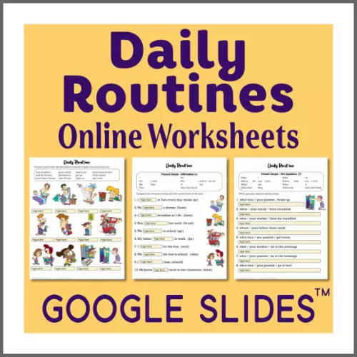 Daily Routines Present Simple Google Slides ESL Digital Worksheet