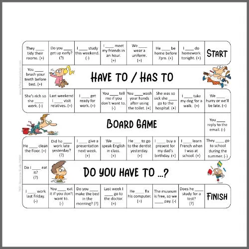 Have to Has to Board Game - Modals of Obligation