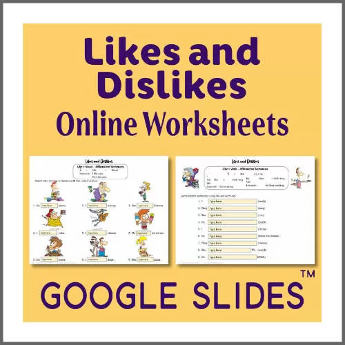 Likes and Dislikes Google Slides ESL Digital Worksheet