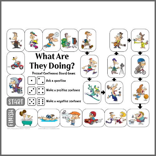 Present Continuous Tense ESL Board Game - Present Progressive