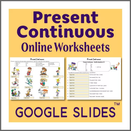 Present Continuous Google Slides ESL Digital Worksheet