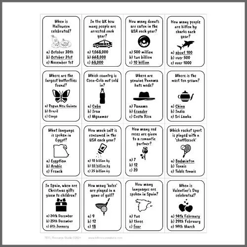 Present Passive Voice Quiz Speaking Activity Cards