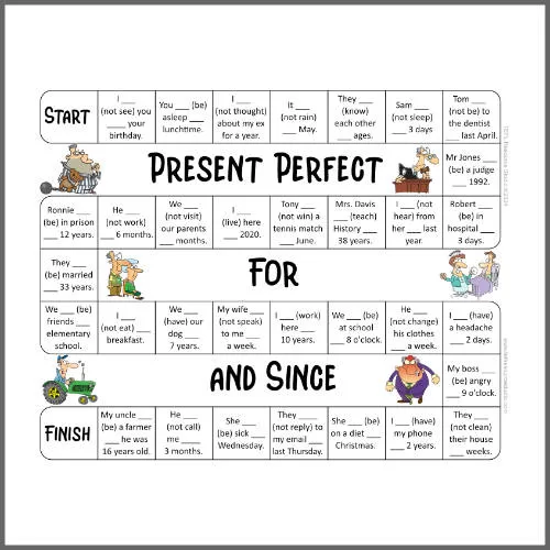 Present Perfect Tense with For and Since Board Game