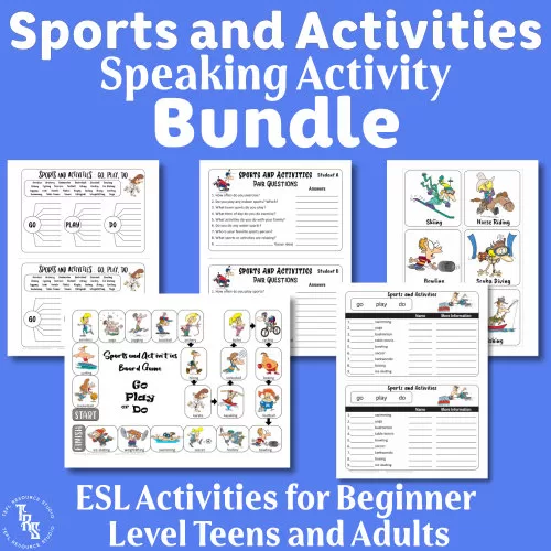 Sports and Activities Bundle ESL Speaking Activities for Beginners