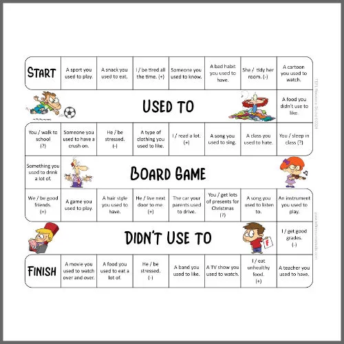 Used To for Past Habits States and Repeated Actions ESL Board Game