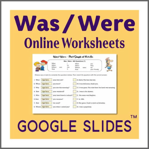 Was Were Google Slides Digital ESL Worksheet