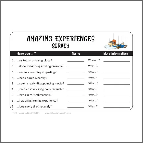 ed ing adjective Survey - Participle Adjective Class Mingle Activity