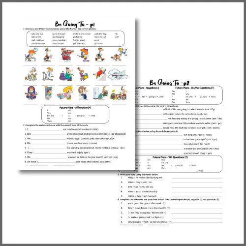 Be Going To Future Plans 2 Page ESL Worksheet