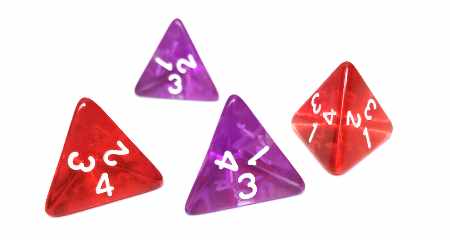 D4 - Four -sided dice might change the pace of your ESL board game.