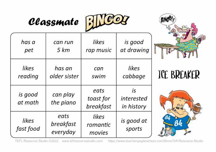 This ESL Classmate Bingo Icebreaker Activity is a great mingle activity to try on the first day of class