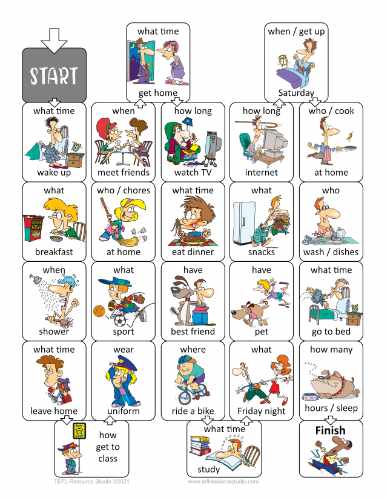 Daily Routines Present Simple ESL Board Game