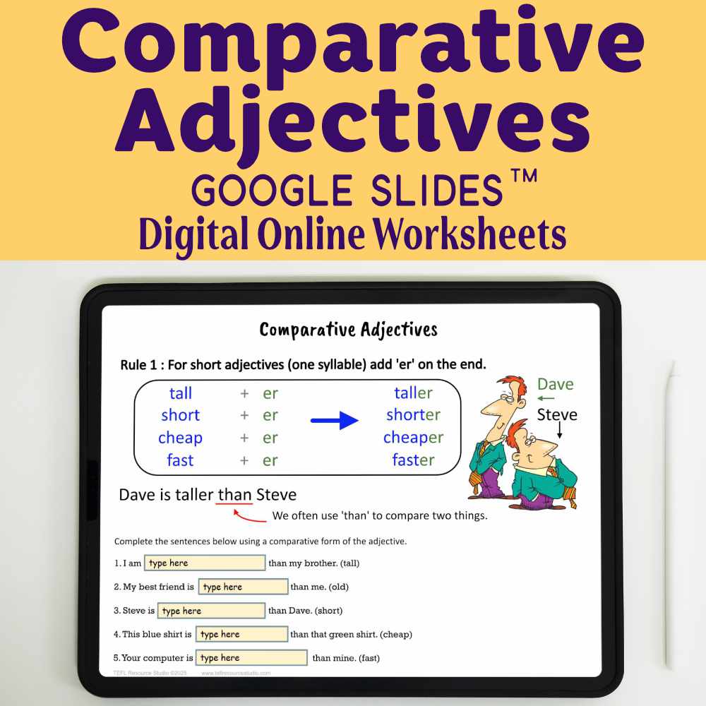 Comparative Adjectives ESL Digital Worksheets