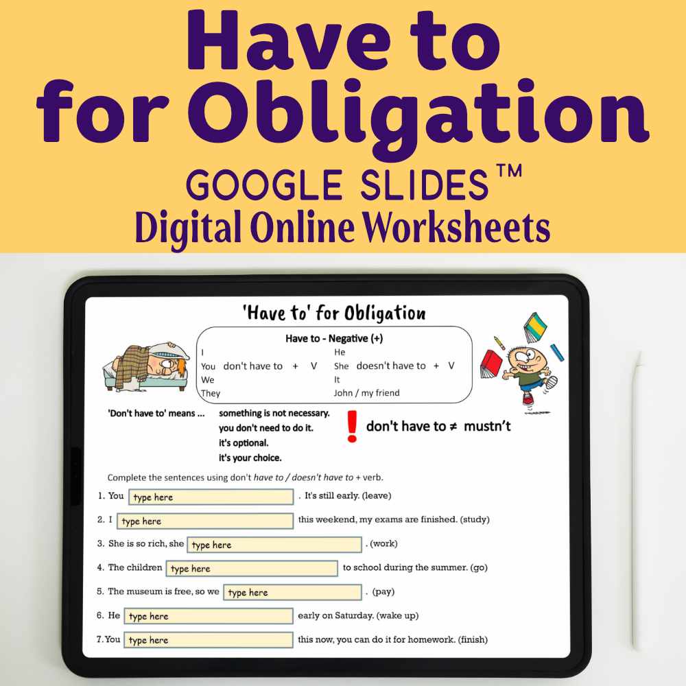 Modal Verb of Obligation ESL Digital Worksheet