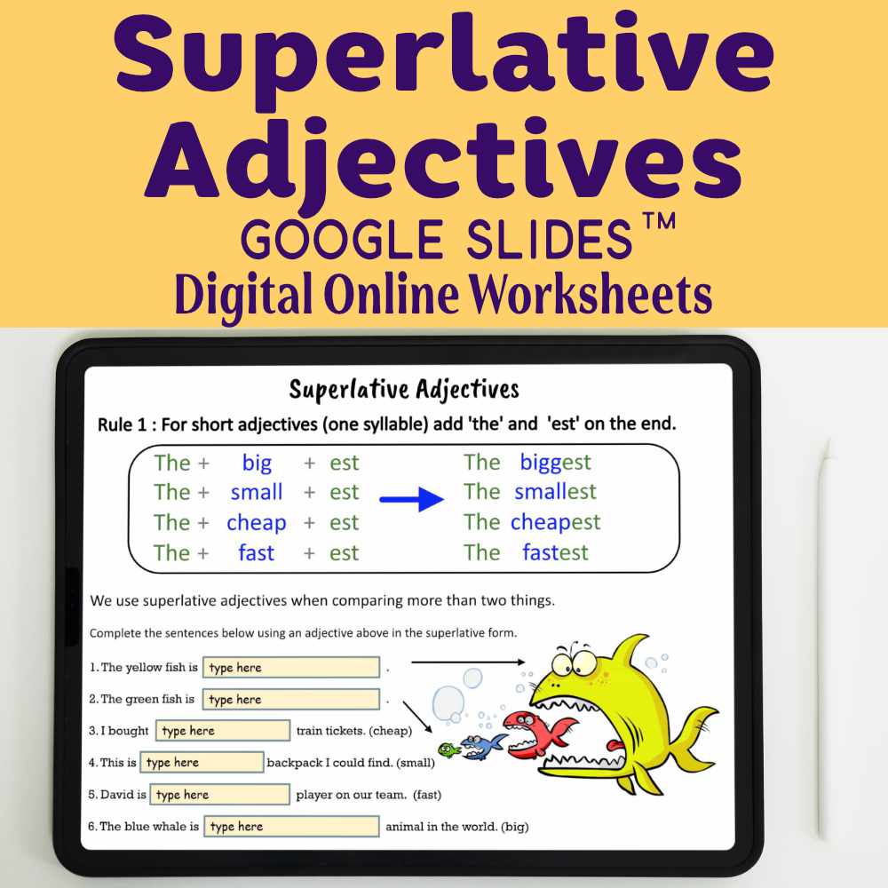 Superlative Adjectives ESL Digital Worksheets