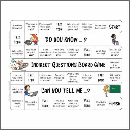 Indirect questions board game - ESL speaking activity