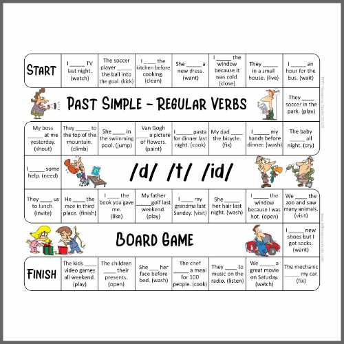 Past simple regular verb board game - ESL speaking activity