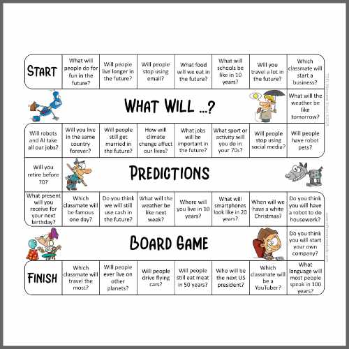 Will for predictions board game 2 - ESL speaking activity