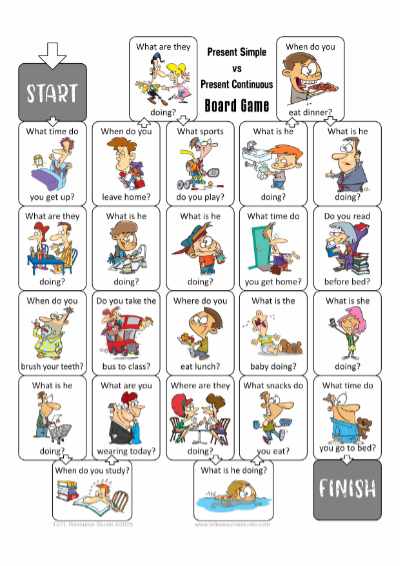 Present Simple vs Present Continuous Board Game
