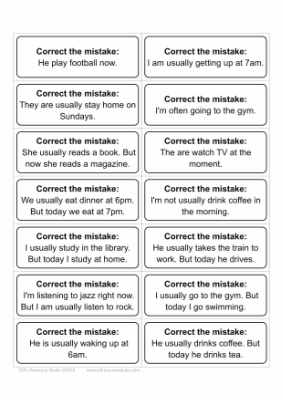 Correct the mistake cards - more challenging for learners. 