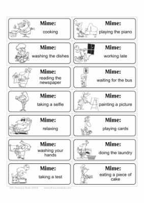 Mime Cards for Present Continuous