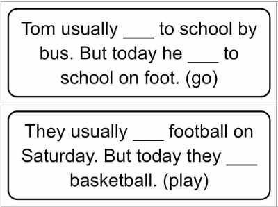 Cards with gap fill sentences. 
